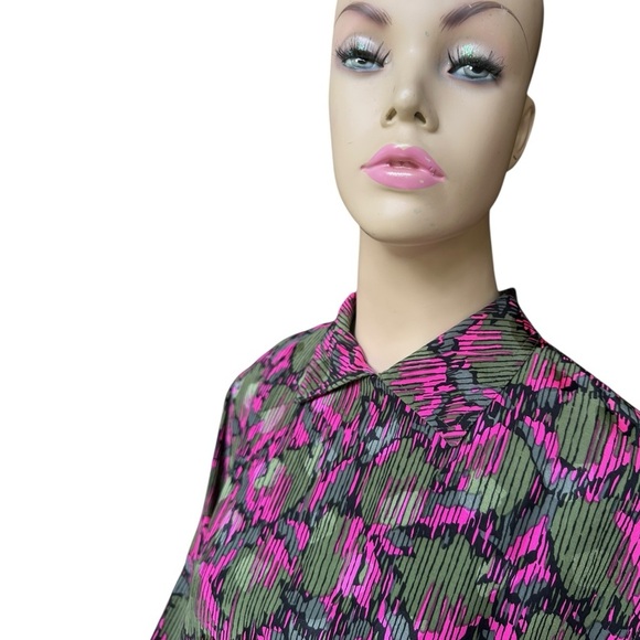 Adele Simpson Vintage Pink and Green Patterned Drop Waist  Dress - Picture 5 of 10